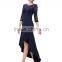 Woman new fashion design long prom dress europe style, 3/4 lace sleeve and high-low hemline see-through free prom dresses                        
                                                Quality Choice