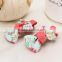 small size handmade flower printted grosgrain ribbon hair grips for baby girl