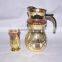 arabic style glass drinking jug set golden plating