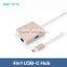 Premium 4 in 1 USB 3.0 Sharing USB C Combo Hub For New MacBook 12 Inch Chrome Book Pixel With Internet Lan Port