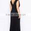 Plus Black Maxi Dress with Metal Bar jersey evening dress for fat