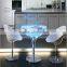 stainless steel base glass top Led Light Cocktail Table