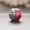 D188 lucky 925 enamel beads,silver red charms with oxide engraved logo for men