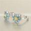 Blue Enamel 925 Sterling Silver Flower Shape New Model Wedding Ring