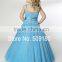 Blue Beaded Floor Length Custom Made Vestidos Girl Dress for Wedding Ball Gown FG028 wedding dress for flower girl