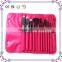 Nice quality 12 pieces black/rose red goat hair face brush set makeup brushes