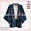 New fashion polyester crepe print elastane at waist kimono with strings ladies' bolero jacket