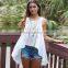 Fashion Summer Customize Women's White Sleeveless Top For Wholesale 2017