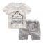 Wholesale quality cotton boy clothes set with pattern kids two pieces set