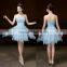New 2016 Strapless Short Champagne Bridesmaid Dresses Sleeveless Chiffon Cheap Party Summer Dress Pink Blue White