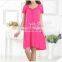 Lace trim square neck short sleeves bamboo sleep gown solid colors