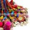 Handmade Crafted Pom Pom Mirror Beads Work Shell Handbag Reversible Lot Of 5 PC's Key Chain