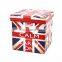 RTS Factory Wholesale Modern living room furniture Printing PVC Leather The Union Jack Storage Ottoman