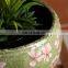 Factory direct sale custom cheap price indoor planters flower pattern green ceramic large flower pots for garden