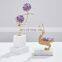 Luxury Business Gift Home Decorations Marble Base Flower Crystal Stone Craft Metal, Copper and Crystal Stone and Marble Support