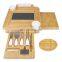 Bamboo Cheese Board and Knife Set Wooden Charcuterie Bamboo Platter & Serving Meat Tray w/Slide-Out Drawers