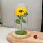 Artificial Enchanted Golden Sunflower Led Lamp In Glass Dome Wooden Base Decor With Light Valentine's Day Gifts Holiday Lighting