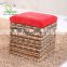 2015 Stylish Multifunctional Storage Wooden and Glass Coffee Table and Stools