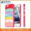 Set Screen Protector And Case For Iphone 5 , Hard Plastic Pink Colorful Stripes Custom Case