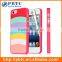 Set Screen Protector And Case , Hard Plastic White Colorful Stripes Case Wholesale For Iphone