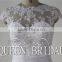 New Design Round Neck Sweetheart Cap Sleeve Appliqued Lace Sequined Wedding Dresses 2015 White