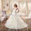 VDN41 Romantic Big Ruffle Skirt Formal Bridal Wedding Party Gown 2016 Sleeveless Lace Appliqued Bodice Sheer Wedding Dress