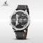 WEIDE Three Time Zones Quartz Stainless Steel Watch Water Resistant Watch Genuine Leather Watch Strap Military Business Men's W