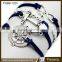 Wholesale best selling fashion navy nautical vintage anchor infinity compass leather men bracelet