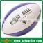 Cheap custom design silk screen printing office size shiny rubber rugby ball