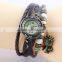 cow leather ladies wrist watch quartz vintage watch cat pendant girl watch