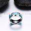 8mm beveled edge high polished turquise inlay tungsten steel titanium wedding band ring