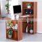 Simple wooden horse like computer desk with bookcase
