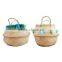 Pompom and tassel belly seagrass basket