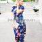 floral print dresses Short Sleeves Round Neck Summer Maxi Dress flower long dress