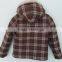 baby boys brown grid over coat with faux fur cap for winter