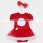 Children Christmas Outifit Santa Claus Baby Clothes Romper Red Booming Chiffon Clothing