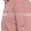 Pink Check Super Skinny Sheer Long Sleeve Buttonless Khaki Men Shirt
