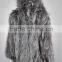 YR213 Silver Fox Knit Real Fur Coats/Trendy High Grade Genuine Fox Fur Hoodie
