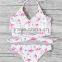 Crossfit High Cut Swimwear Flamingo Vintage Printing Bandage Bikini