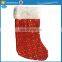 Velvet Xmas Stocking Shape Christmas Gift Bag with Golden Sequin Material