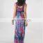 New Women Front Flower Printed Sleeveless Maxi Long Dress