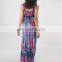 New Women Front Flower Printed Sleeveless Maxi long Dress