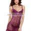 Women Sexy Lingerie With G-string Spandex V-Neck Lace Hollow Mini Dress Underwear Set Sleepwear