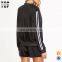 Cheap custom tracksuit sportswear black striped side zip top and shorts velvet tracksuits for women