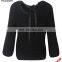 Women Rosette Korea Designs Black Knit Pullover Sweater Top