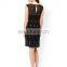 Loose beaded black mesh fabric sleeveless fashional evening dress