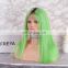 whosale price 2018 hot selling green color natural hairline full lace wig