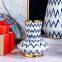 Black White Stripe Hand Made Paint Chinese Jingdezhen Ceramic Plant Vase For Living Room