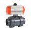 COVNA Air Actuator Double Union PVC Plastic 2 Ways Pneumatic Control Ball Valve