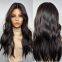 Dark Brunette Brown Full Lace Wig Blonde Highlights 100% Virgin Premium Human Hair 150 Density HD Invisible Lace Front Wavy Wig